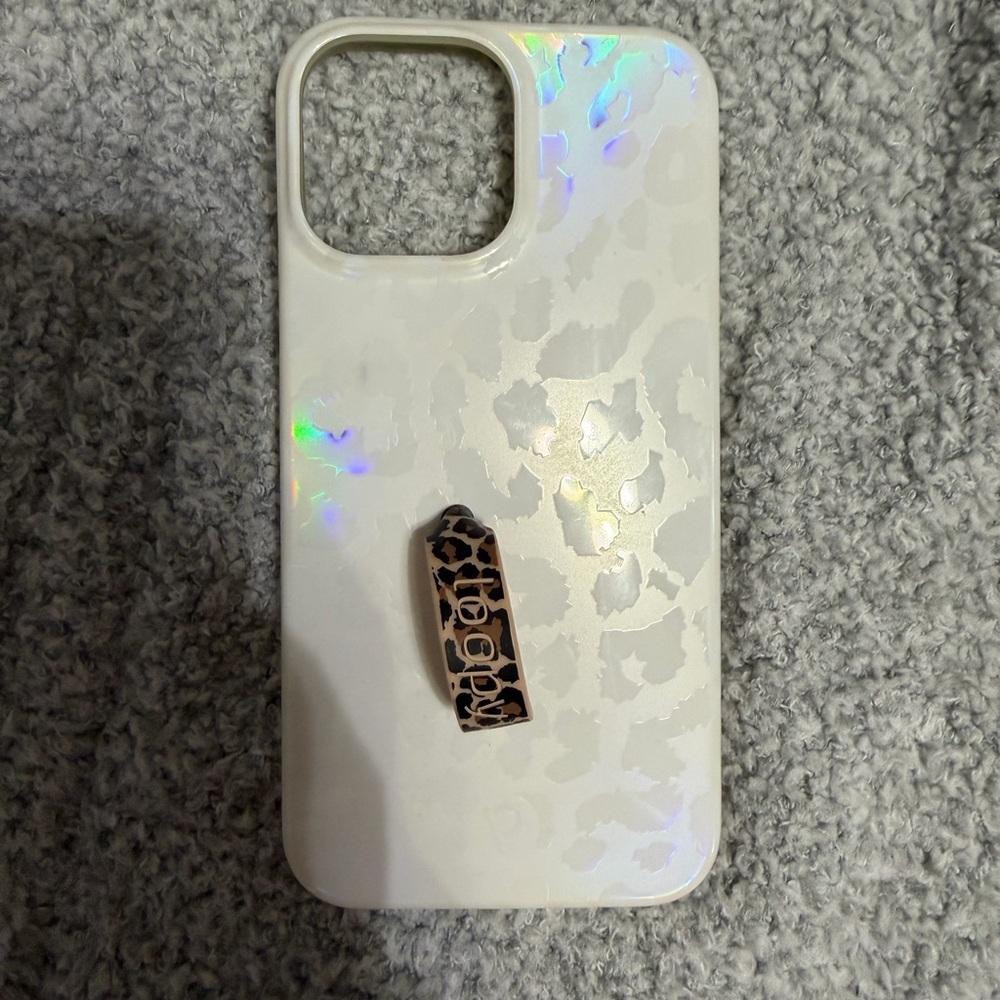 Loopy Case Iridescent White Phone Case with Leopard Loop iPhone 13 Pro Max